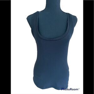 ZARA stretch ribbed knit black scoop neck tank top, size S